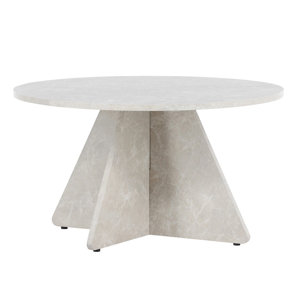 Table basse effet marbre 80cm beige Bootcut meuble salon rond en bois