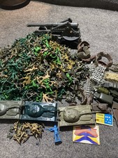 Vintage Army Men Toys Lot Tanks Flags AA Gun Long Range Cannon Over 400Pieces