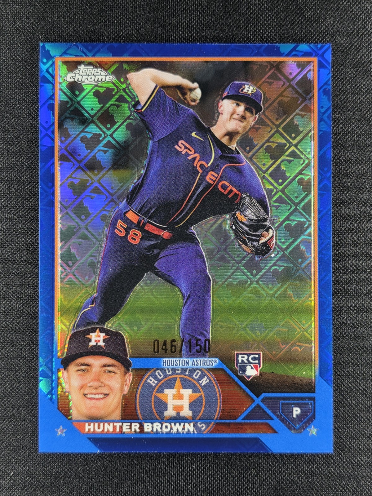 Hunter Brown 2023 Topps Chrome Logofractor Blue Refractor RC /150 ASTROS