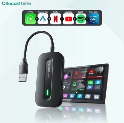 OTTOCAST Play2Video Express | Adattatore CarPlay Android Auto Wireless Netflix