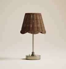 Table Lamp Marks Spencer USB  Rechargeable Wicker Scallop Antique Brass OPEN BOX
