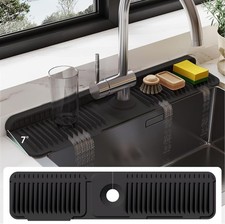 24 Inch Silicone Faucet Mat for Kitchen Sink Splash Guard - 24''x5.5'', Black