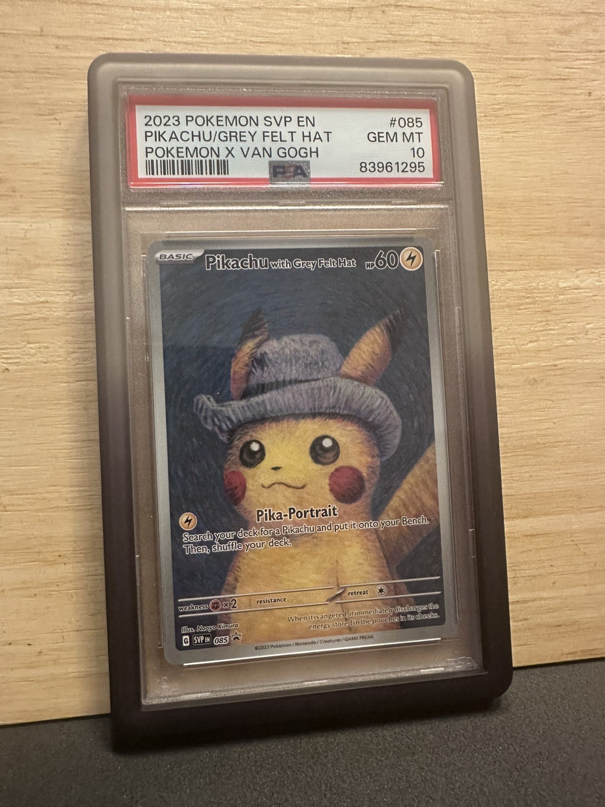 2023 Pokemon SVP EN-SV #085 Pikachu Figure with Grey Felt Hat Van Gogh PSA 10