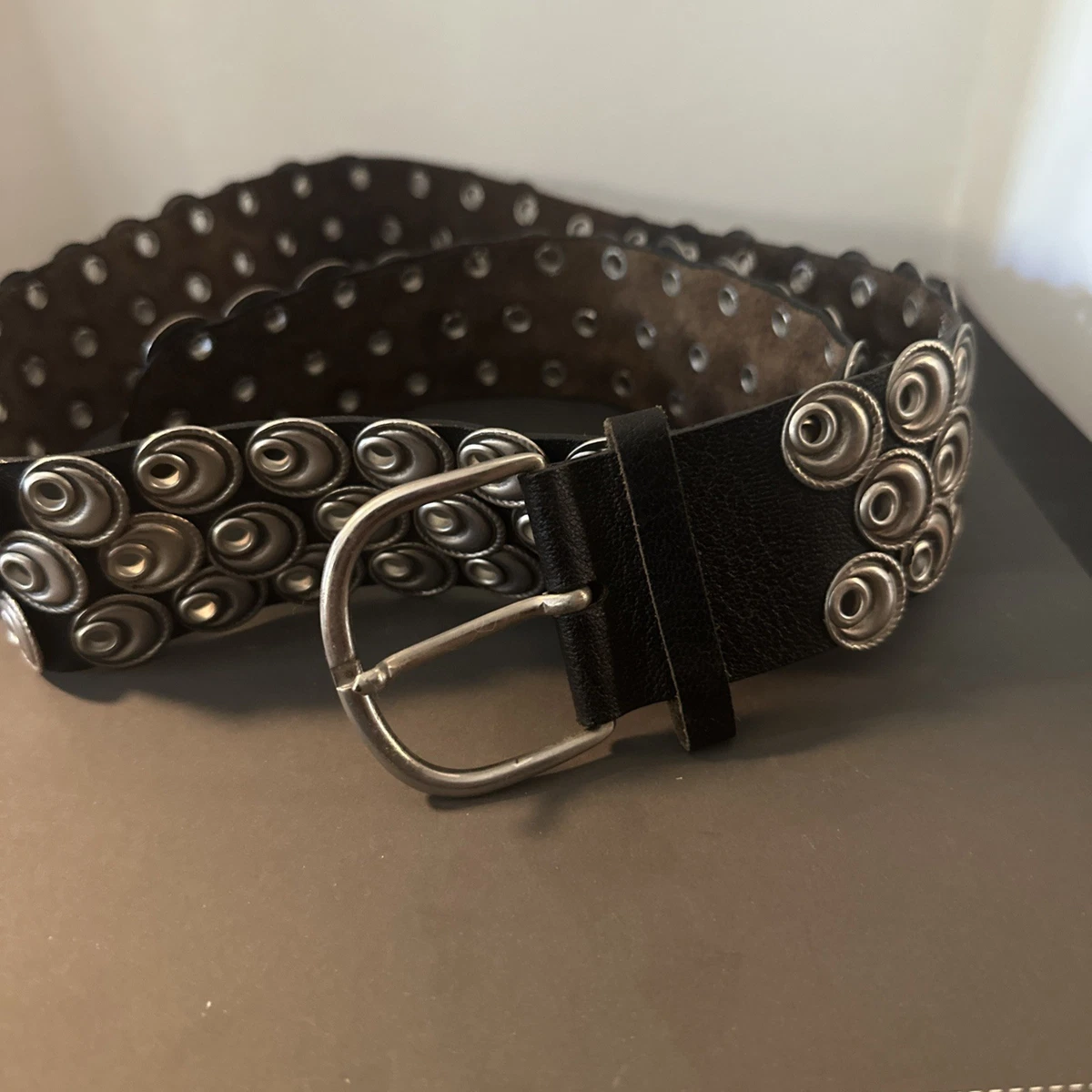Vintage Crystal Belt Saks Fifth Avenue 26” saks fifth avenue leather belt, size small, gold color  main image 3