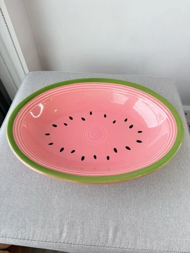 RARE Fiestaware Watermelon 12.25” Oval Serving Bowl Dish Discontinued Fiesta