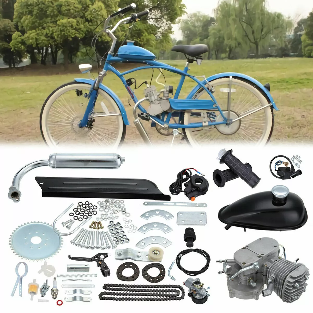 Full 2 Stroke 80cc Cycling Motorized Bicycle Engine Motor Kit for