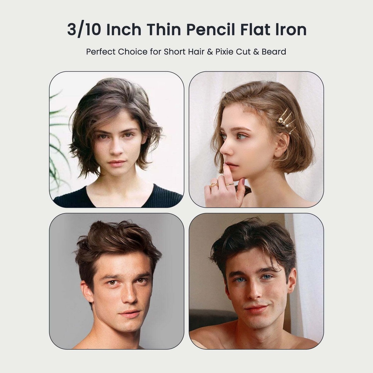 3/10" Small Pencil Flat Iron Curling Straightener for Short Hair