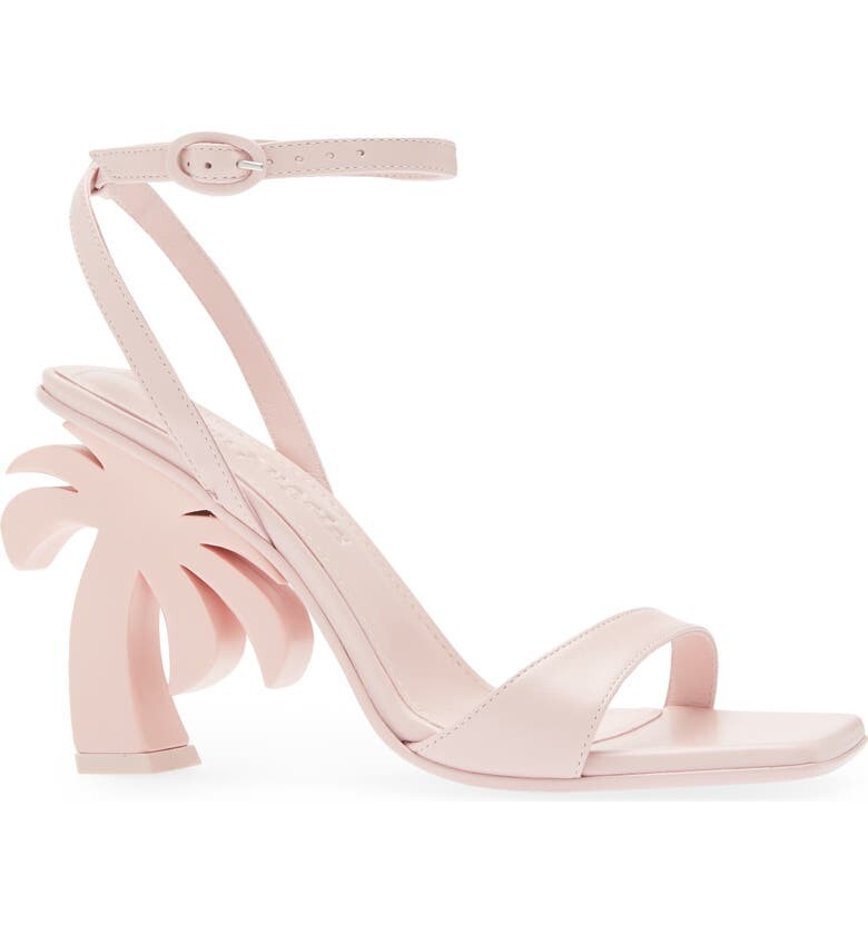 PALM ANGELS ハムヒルラウントトゥフツ PWID008F23LEA002 6200 Palm Angels Palm Tree Heel Sandals Pink Leather Women's 40