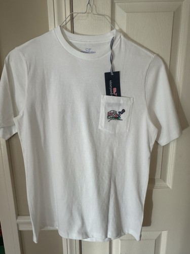 Vineyard Vines Boys Lacrosse Player Whale Short Sleeve T-Shirt White L (16) NWT - Picture 3 of 5