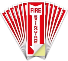Pack of 12 Fire Extinguisher Stickers 4"x 12"- 5 Mil Vinyl - Fire Extinguisher