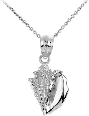 925 Sterling Silver Sea Shell Charm Pendant Necklace - Handcrafted Elegance