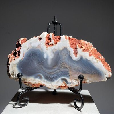 168g Natural agate striped slice quartz crystal hand-cut raw mineral specimen