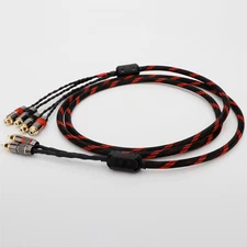 HiFi Copper Splitter Stereo Audio Cable 2 Male to 4 Female Gold Plated RCA Plug