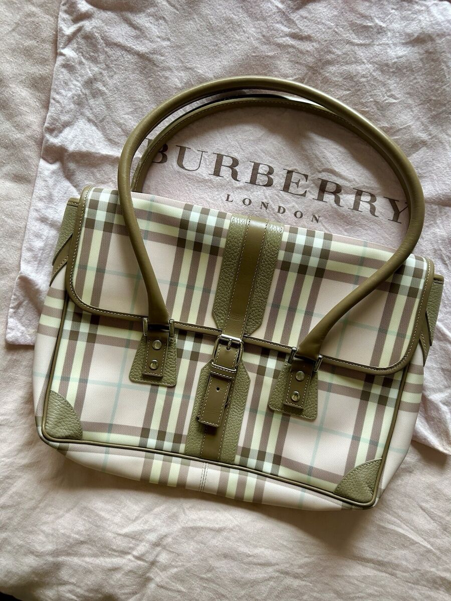 VINTAGE BURBERRY CANDY Pink & Brown Plaid Handbag w/ Silver VINTAGE BURBERRY CANDY Pink & Brown Plaid Handbag w/ Silver