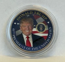 United States - President Donald Trump - U.S. Flag - Half Dollar Colorized Coin