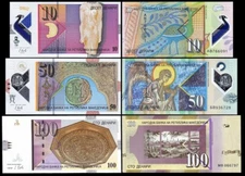 Macedonia 3 Pcs Set 10 50 100 Denari 2018, UNC, Polymer and Paper
