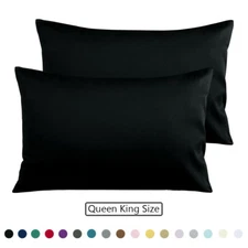 500TC Cotton Sateen Pillowcases Envelope Closure Pillow Cases 2 Pack Queen King