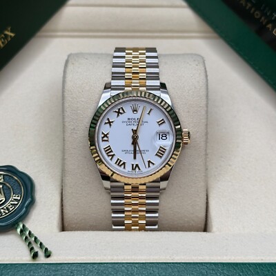 Rolex Datejust 31 NEW 2025 White Roman Dial Two Tone Yellow Gold Fluted Jubilee