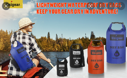 Unigear Black Dry Bag 10L Waterproof Dry Sack with Phone Case And