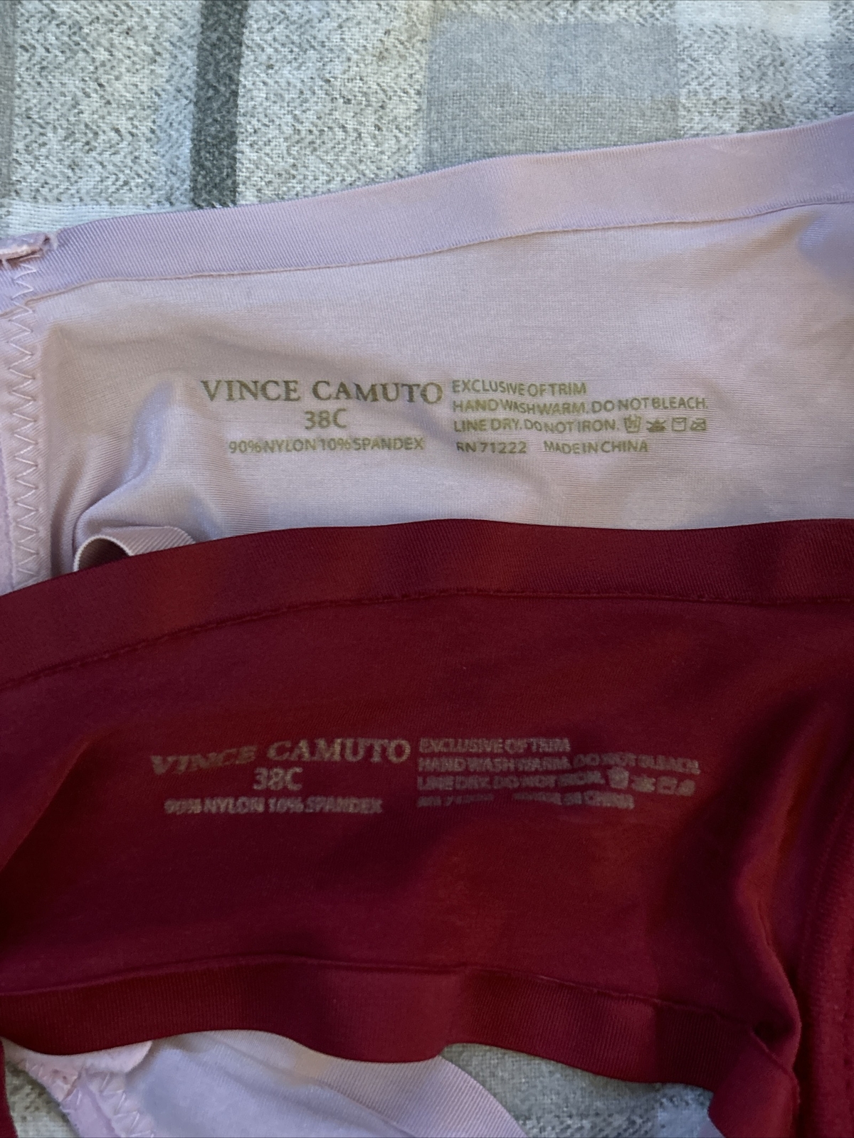 2 Pack Vince Camuto Basic Solid Bras Red And Pink… - image 3