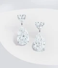 Crystal Clear Huge Pear & Heart Cut 48.58CT Lab-Created Diamonds Drop Earrings