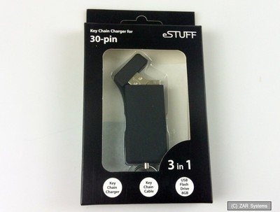 eSTUFF ES2221 3in1 Tool: 30-Pin 1000mAh Charger + Cable + USB Flash Stick 8GB NEW