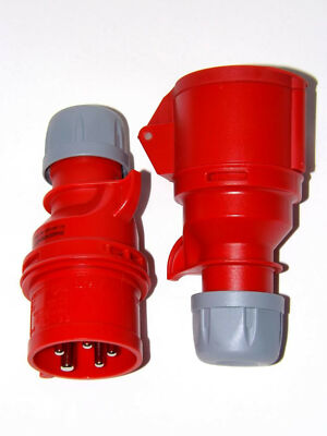 16A CEE Phasenwender + Kupplung IP44 5-polig - 16 A Stecker 5p PCE 7015-6 215-6