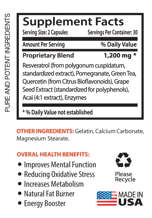 5 HTP Resveratrol - RESVERATROL SUPREME 1200MG - Good Against Inflammation - 2B - Image 2 of 4