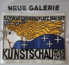 New BERTOLD LÖFFLER Kunstschau Wien 1908 Lithograph Poster from Neue Galerie NYC