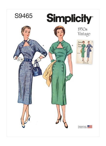 Simplicity S9465 Damen Kleid 1950Er Vintage Schnittmuster GrößEn 6-14 & 16-24-image