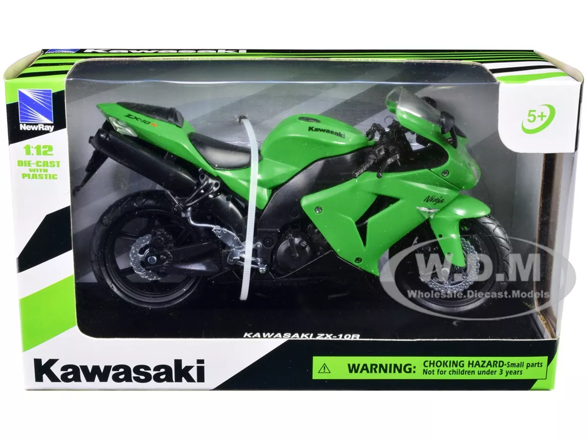 KAWASAKI ZX-10R NINJA GREEN 1/12 DIECAST MOTORCYCLE MODEL BY NEW RAY 42443 A KAWASAKI ZX-10R NINJA GREEN 1/12 DIECAST MOTORCYCLE MODEL BY NEW RAY 42443 A