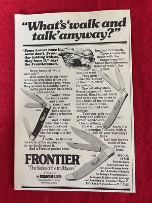 Vintage 1978 Frontier Knives By Imperial  Knife Company Print Ad - Ad Only