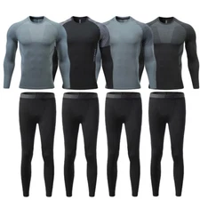 Men Thermal Underwear Set Top Bottom Base Layer Long Johns Winter Sports Suit