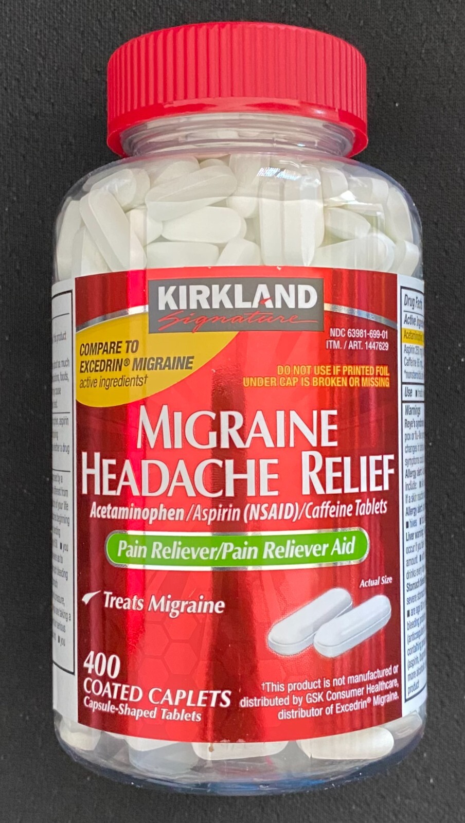 Kirkland Signature Migraine Headache Relief Acetaminophen Aspirin