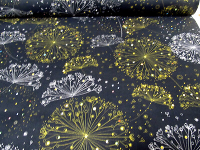 Pusteblume Dandelion  Löwenzahn schwarz silber  gold  50x110cm QT