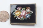 ANTIQUE MID VICTORIAN 15K GOLD FLORAL MICROMOSAIC BROOCH
