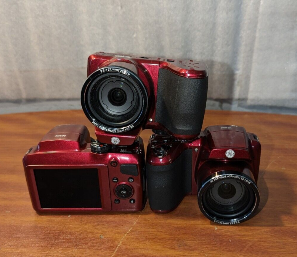 Lot of 3 GE X2600 Digital Camera RED 16.1 Megapixel 26X Wide