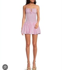 Gianni Bini Ellie Sz L Smocked Drop Waist Bubble Hem Dress.