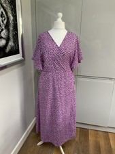 Shein Curve Wrap Midi Dress Size 5XL Purple Floral 