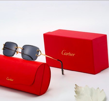 Cartier ICE Diamond Cut Black Lens Gold Frame FREE SHIPPING