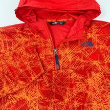 The North Face Boys XL 18/20 Red Orange Scribble Print Hooded Windbreaker Jacket