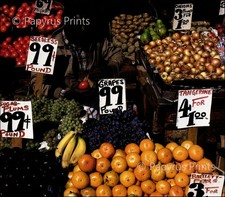 1983 Vintage Print Fruit Stand Street Food People Vegetables New York City NYC