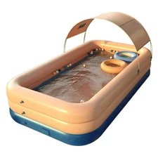 YUEWO Inflatable Swimming Pool with Canopy Outdoor Above Ground Portable Pool...