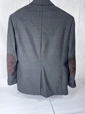 Stafford Elbow Patches Blazer Wool Men's 40R 40 Plaid Sport Coat Windowpane