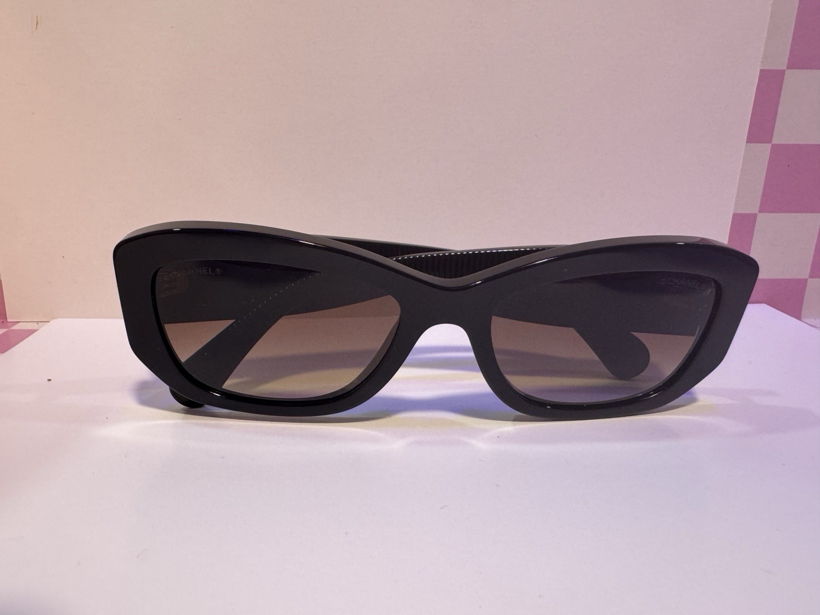 CHANEL Cat Eye Black Plastic Brown Gradient Lenses Women's Sunglasses