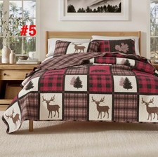 Premium Microfiber Reversible Rustic Cabin Lodge Quilt Duvet Set Queen 3 Piece