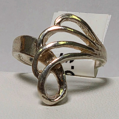 Silver 3.3g Swirl Wrap Loop Statement Band Ring No Stone Size 5