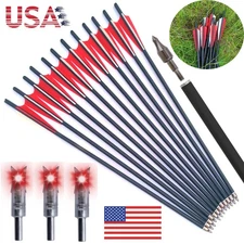 12PCS 20inch Hunting Crossbow Bolts Crossbow Shooting Arrows &/or 3pcs LED Nocks