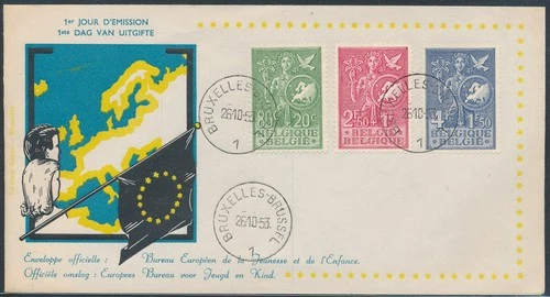 LS84534 Belgium 1953 youth & child welfare care FDC used