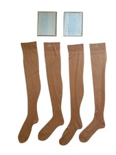 Vintage Berkshire Stockings 11 M Tan Seamless Hosiery 2 Pair USA Thigh High